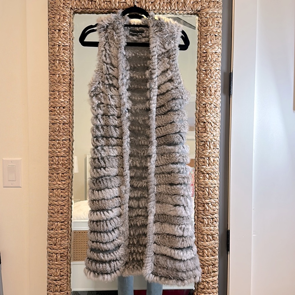 Dana Stein rabbit fur vest duster. Size small.